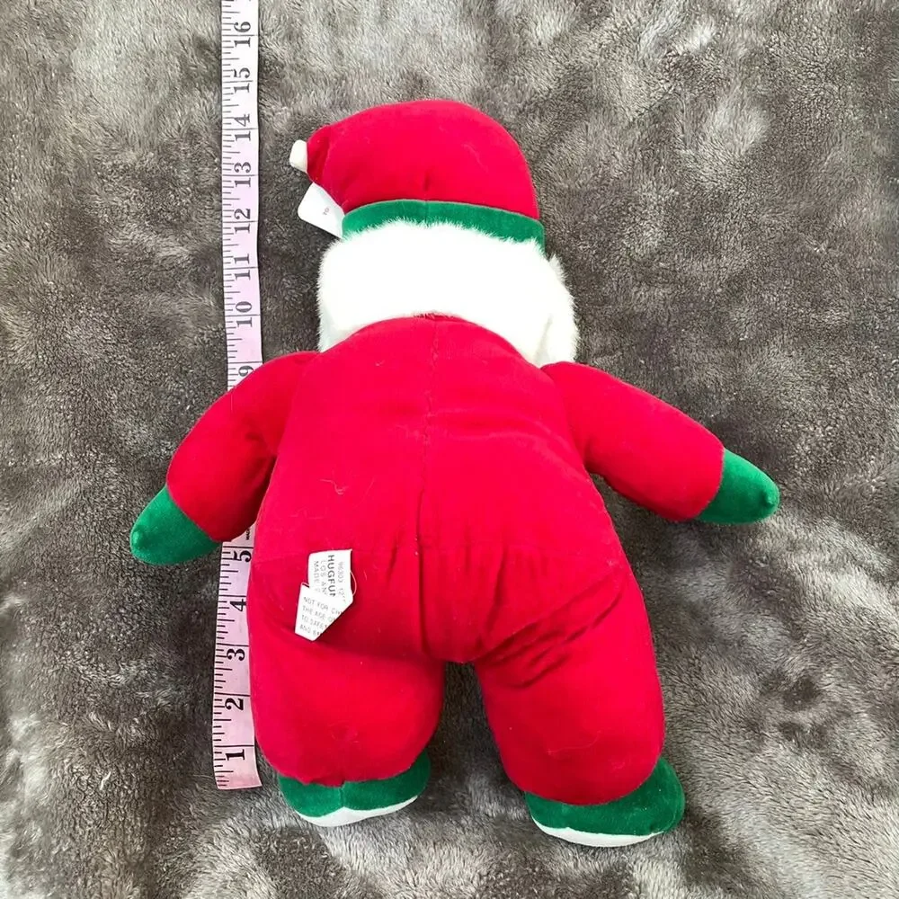HugFun Santa Claus Plush with Rattle Inside Ho Ho Feet Christmas Vtg TAGS READ